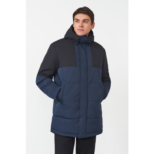  куртка Baon, демисезон/зима, силуэт прямой, утепленная, водонепроницаемая, капюшон, подкладка, карманы, внутренний карман, несъемный капюшон, манжеты, регулировка ширины, размер XL, черный, синий