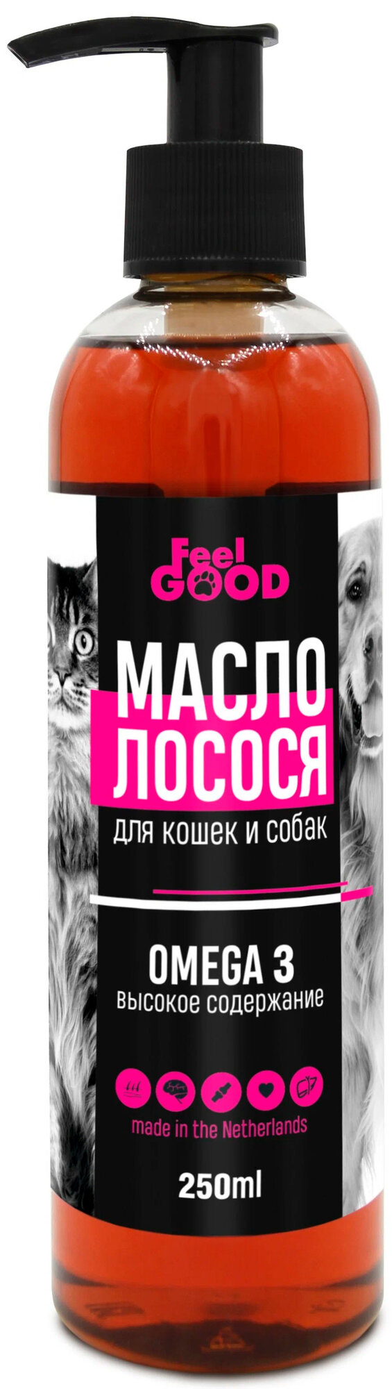 Пищевая добавка FeelGOOD Масло лососевое Омега 3 для кошек и собак