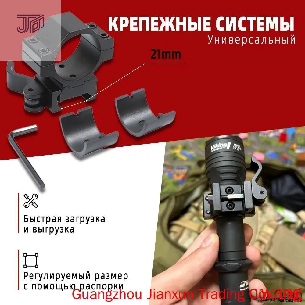 Крепление кольцо быстросъемное D25,4/30мм для оптического прицела, фонаря, лазерного целеуказателя на Weaver / Picatinni 21мм. Боковой кронштейн для страйкбола, пневматики, ружья, винтовки и арбалета