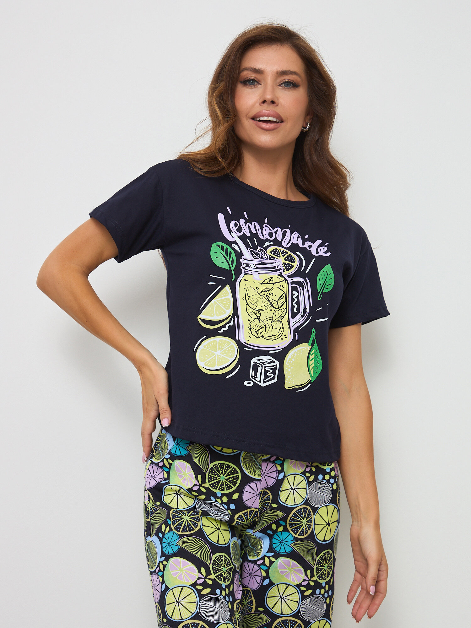 Пижама PIRAMIDA "Лимонад", домашний комплек футболка с брюками палаццо - фотография № 8