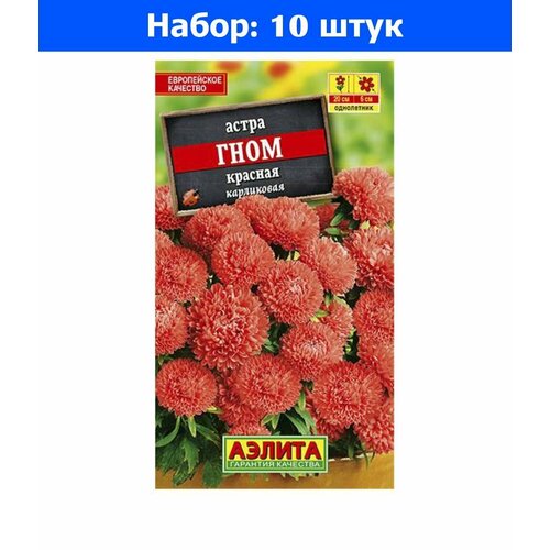 Астра Гном красная карликовая 0,2г Одн 20см (Аэлита) - 10 пачек семян георгина опера красная одн аэлита 10 пачек семян