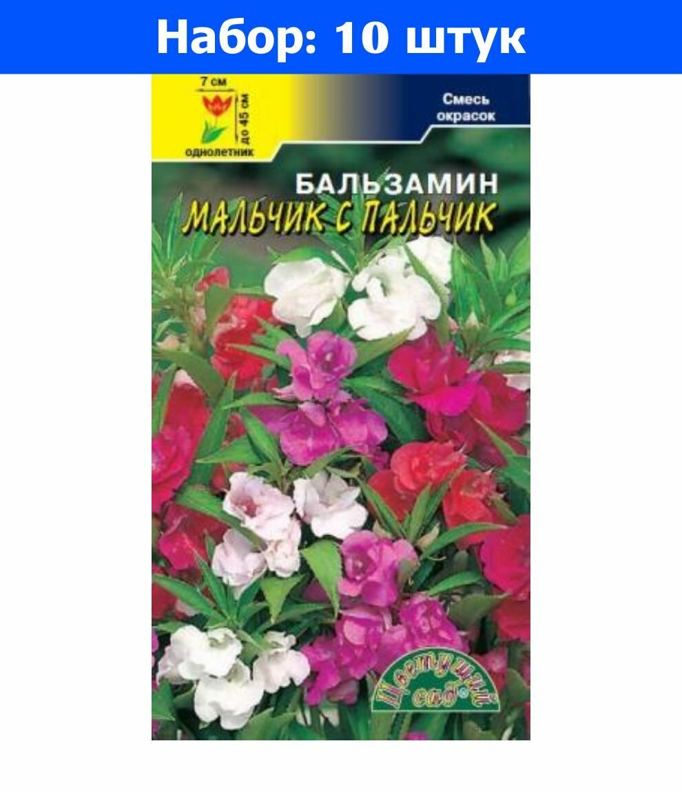 Бальзамин Мальчик с пальчик 0.1г Одн 45см (Цвет сад) - 10 пачек семян