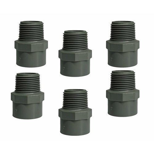 Муфта - нипель переходная 25 ПВХ клеевое соединение - наружная резьба 3/4 (комплект 6 шт)