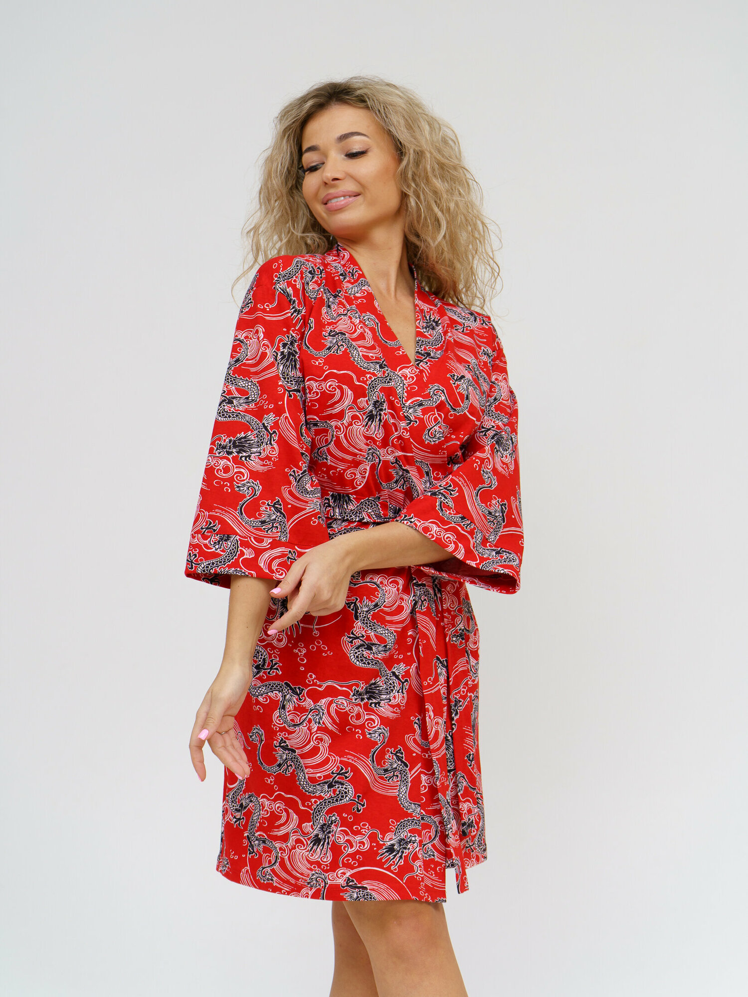 фото Халат домашний NSD-STYLE Х-051красный48