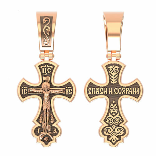 православный золотой крестик 121437 Крестик GOLD CENTER, красное золото, 585 проба