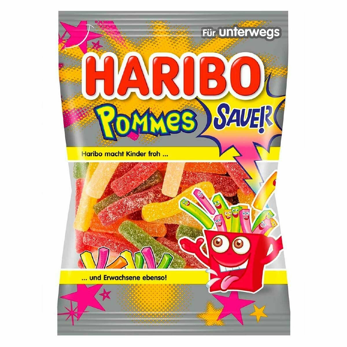 Кислый жевательный мармелад Haribo Saure Pommes - картошка фри (Германия), 100 г