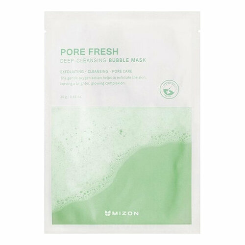 Mizon Mizon Pore Fresh Deep Cleansing Bubble Mask (Пузырьковая тканевая маска для глубокого очищения лица), 33 г