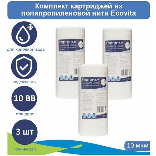 Картридж полипропиленовый Ecovita TPP 10 10BB для холодной воды - 3 шт