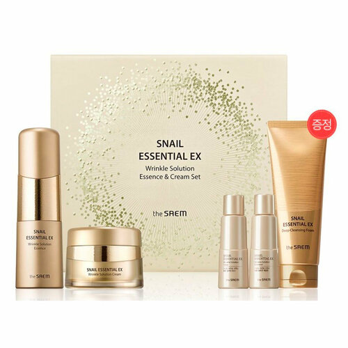 Набор антивозрастной с улиткой The Saem Snail Essential EX Wrinkle Solution Essence & Cream Special Set бальзам стик для лица против морщин snail essential ex wrinkle solution multi stick 10 5г