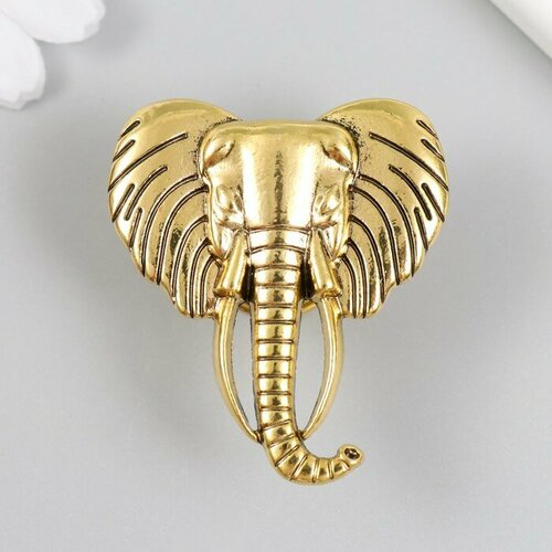 Ручка для шкатулки Голова слона состаренное золото 4,5х4,2 см