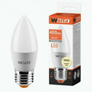 Светодиодная LED лампа Wolta лампа свеча С37 E27 5W (400lm) 3000К 3K 102x38 25YC5E27 (упаковка 14 штук)