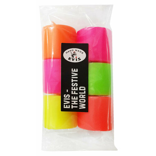 Свечи декоративные Evis Hand made неоновые 4 см, 6 шт