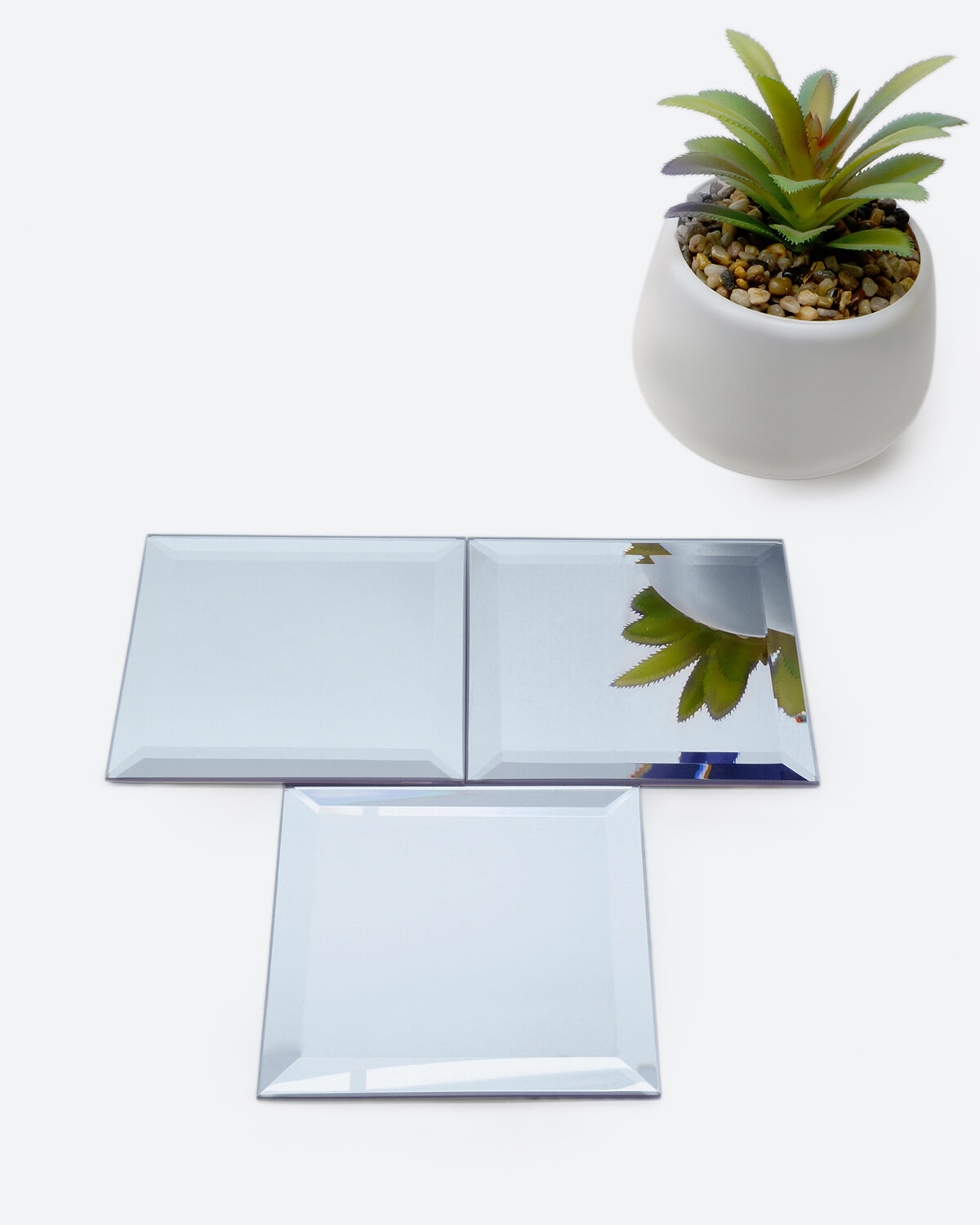 Декоративные стеклянные зеркала самоклеющиеся квадратные Серебро 100х100х3мм 6 шт. упаковка