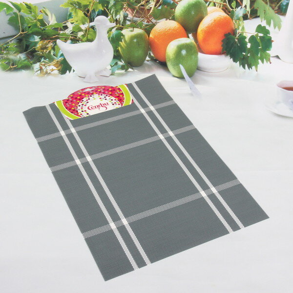фото Салфетка на стол 30*45см плетеная, Клетка серая