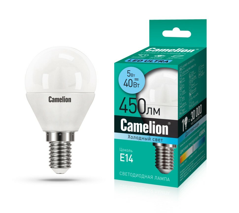 Camelion LEDRB/5-G45/840/E14 (Эл. лампа светодиодная 5Вт 220В LED-M G45 5W 4000K E14)