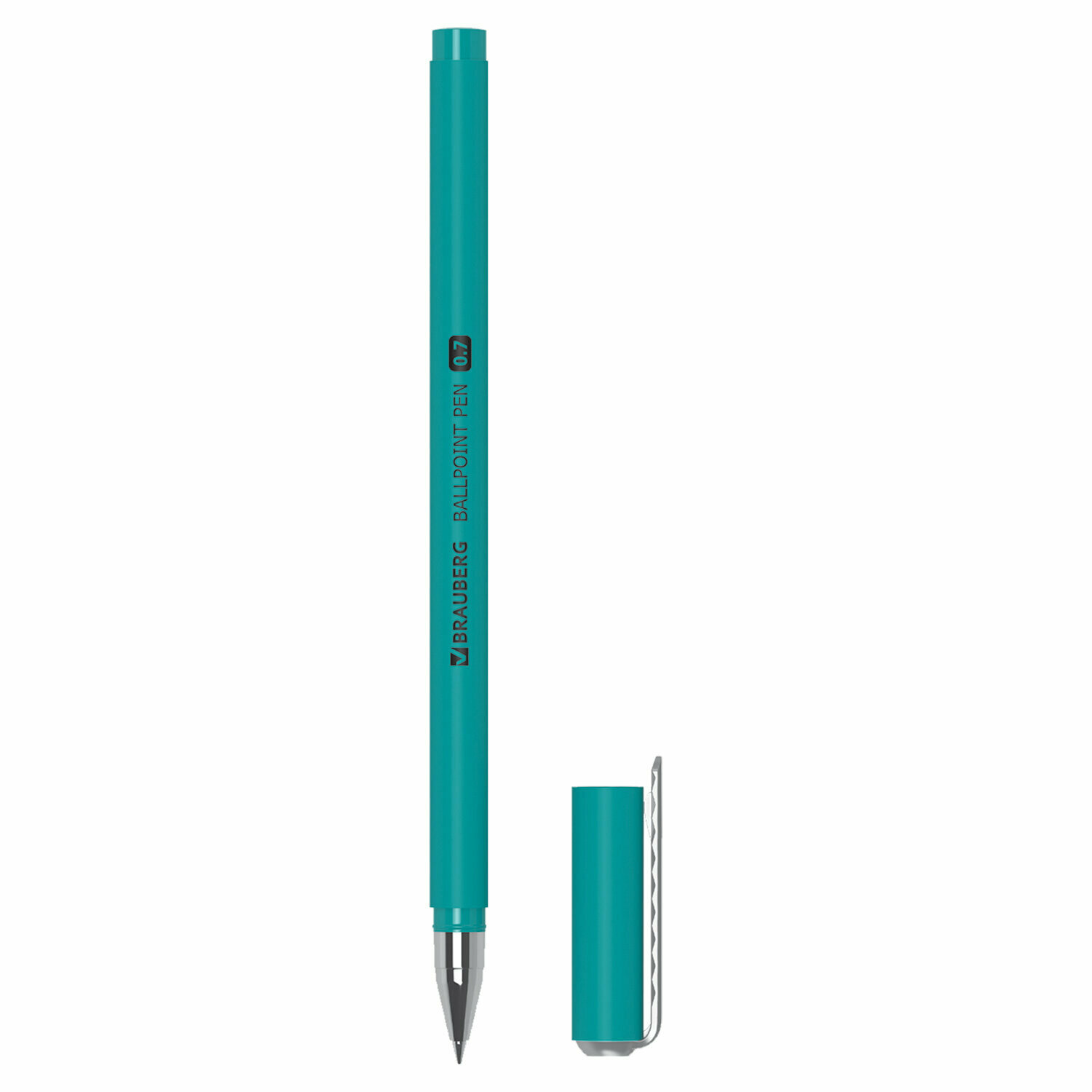 ручка шариковая BRAUBERG Soft touch stick Metallic 0,7мм синяя мягкое покрытие ассорти - фото №1