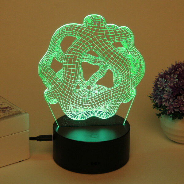 Светильник ночник «3D-Метамарфоза» на пластиковой подставке, с включателем USB - фотография № 5