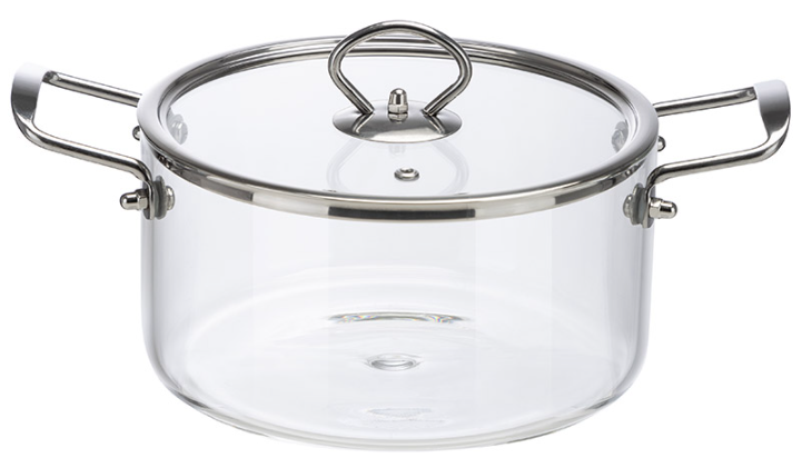 фото Кастрюля из жаропрочного стекла Leonord / Леонорд Italiano с крышкой прозрачная 2.5л / посуда для газовых и электрических плит