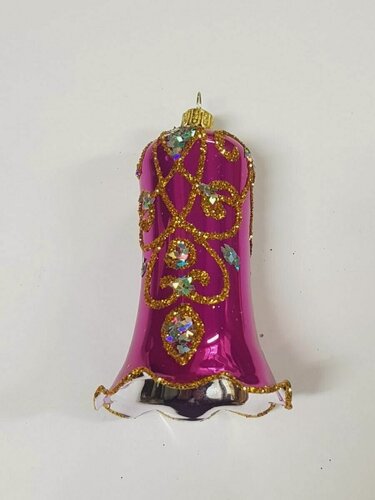 Изображение товара Игрушка на елку Колокольчик Вензель розовый