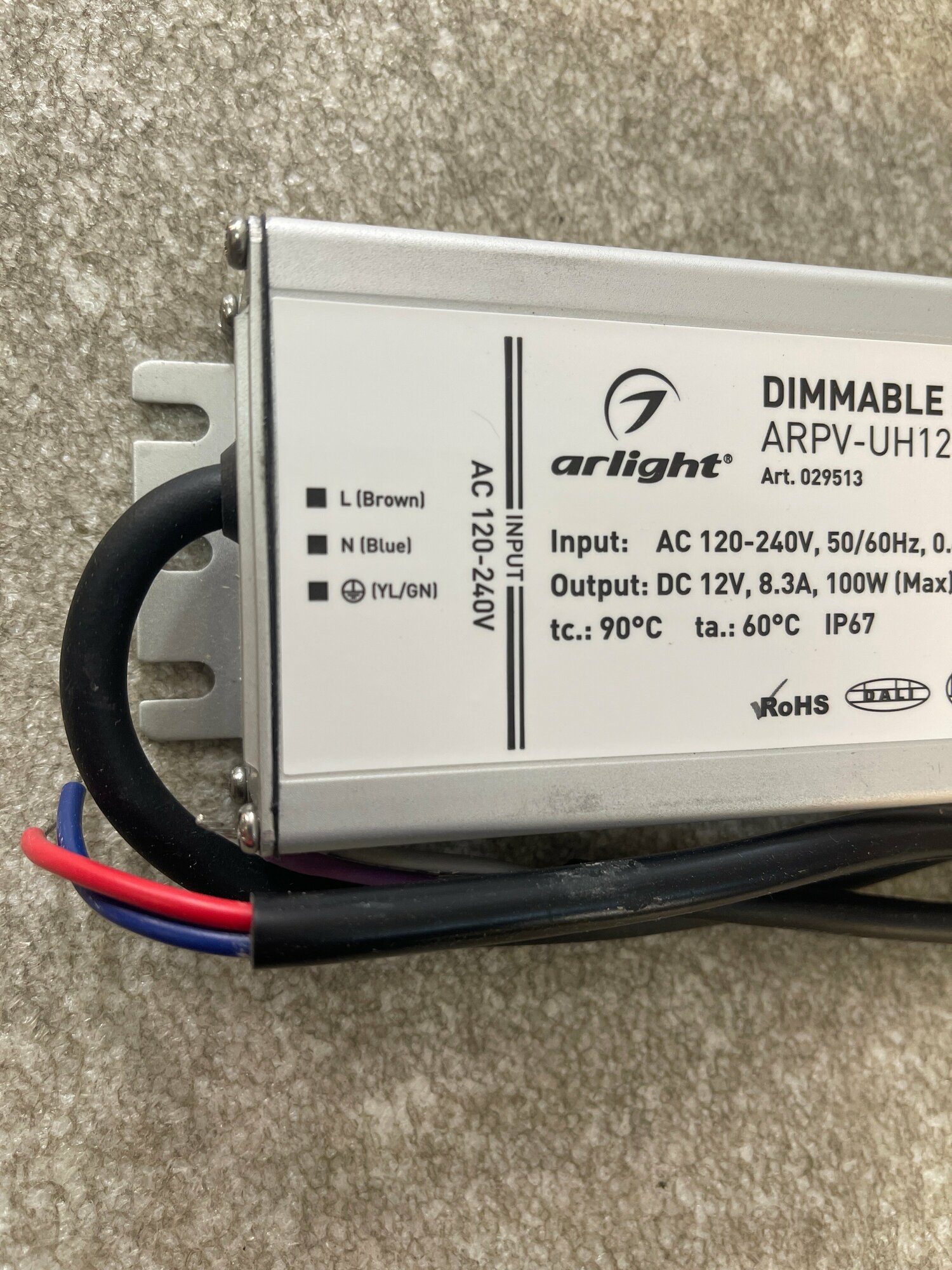 Блок питания Arlight ARPV-UH12100-PFC-Dali-PH 12V 100W IP67 8,3A / - фото №4