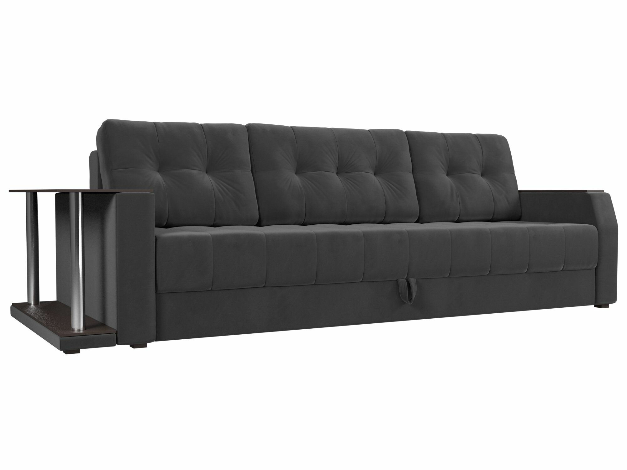 фото Диван прямой Лига Диванов Атлантида стол слева Серый (велюр)