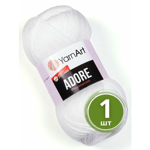 Пряжа YarnArt Adore (Адоре) - 1 моток 330 белый, 100% акрил антипиллинг, 100 г 280 м