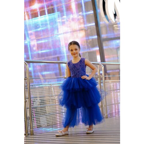 Платье Лиловые кролики, размер 122, синий