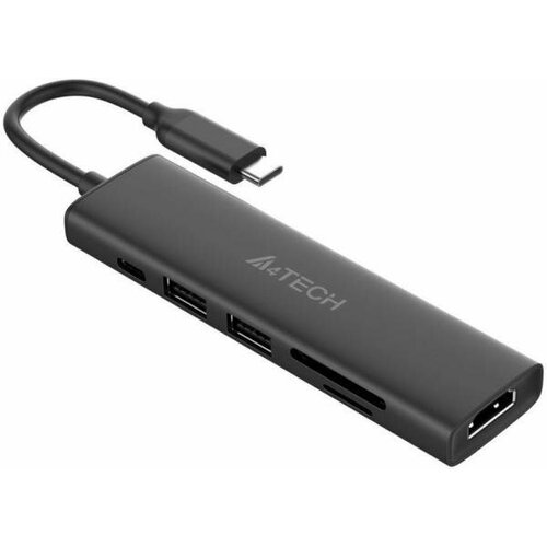 Концентратор USB Type-C A4TECH DST-60C 2 х USB 3.0 HDMI USB Type-C SD серый