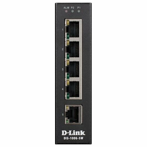 D-Link DIS-100G-5WA1A Промышленный неуправляемый коммутатор с 5 портами 101001000Base-T функцией энергосбережения и поддержкой QoS 2389000₽