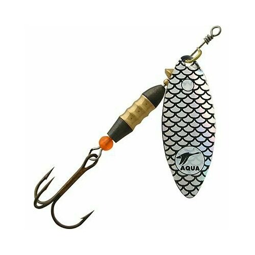 фото Блесна для рыбалки aqua long 07,0g, лепесток № 2, цвет lo-23 (серебро, черный), 1 штука