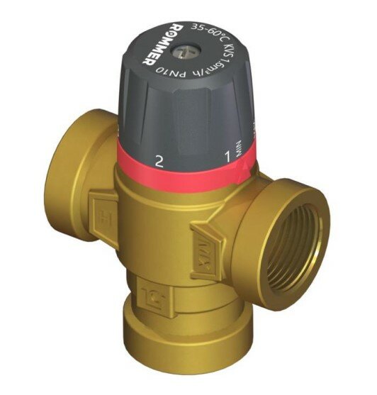 ROMMER Термостатический смесительный клапан для систем отопления и ГВС 3/4" ВР 35-60°С KV 16 (боковое смешивание)