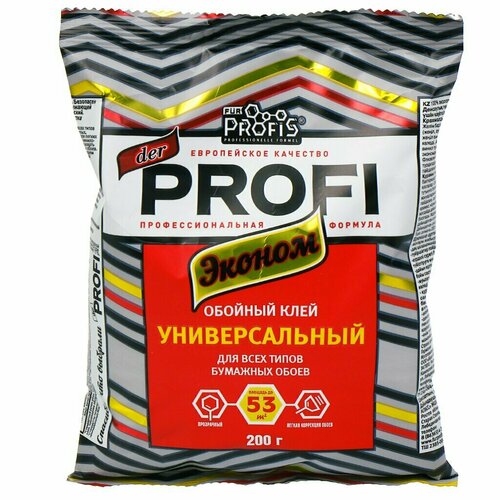 Клей для всех видов обоев, der PROFI, Эконом, 200 г, мягкая упаковка