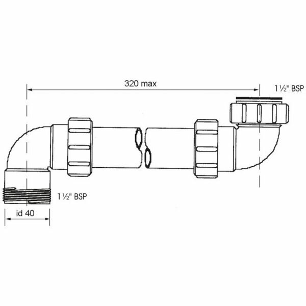 Труба отводная McAlpine для сифона 40 мм, 90° (HC13L) - фотография № 2