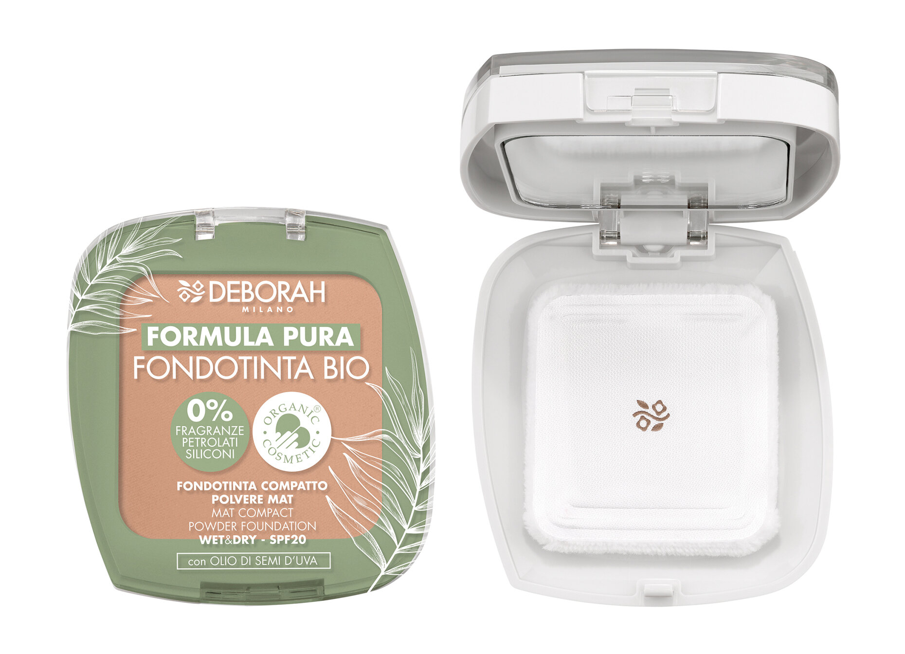 DEBORAH MILANO Тональная пудра-основа Formula Pura Fondontinta Bio, 9 г, 04 Карамельный