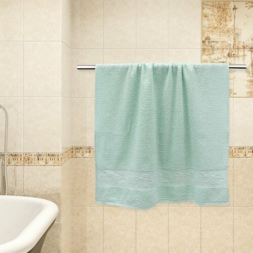Махровое полотенце для рук и лица 50*80 см / полотенце для ванной Клэр мятный/ 100% хлопок / плотность 420 гр