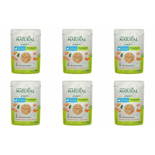 Guabi Natural Корм влажный беззерновой для собак Dog Grain Free, курица, лосось и овощи, 100 г, 6 шт