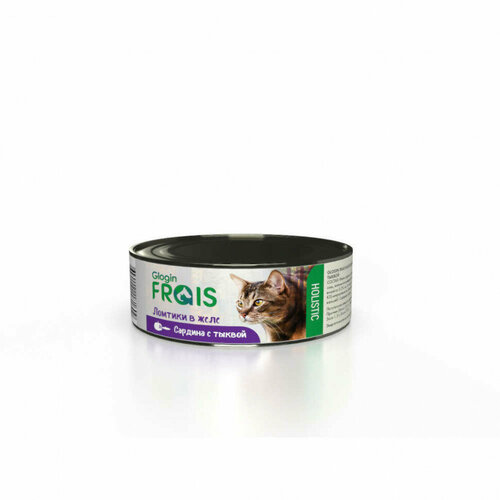 Консервы Glogin Frais Holistic для кошек ломтики в желе, сардина с тыквой - 100 г х 6 шт витаминно минеральный комплекс компливит магний 60