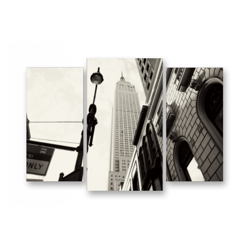 Модульная картина на стекле | Diva Kartina | Город. Нью-Йорк небоскреб | 100X70 см