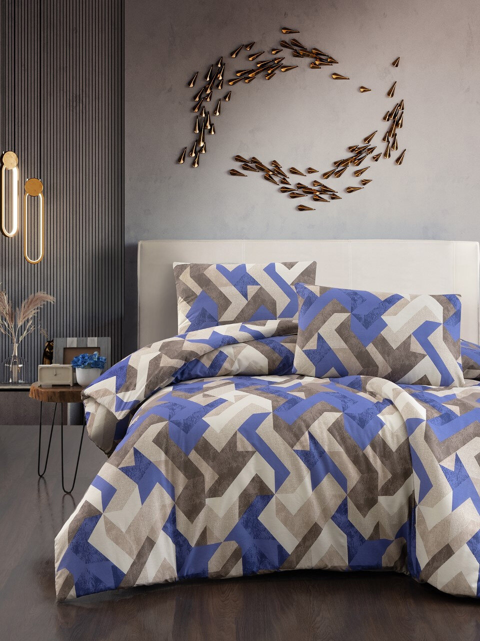 Постельное белье из ранфорса с простыней на резинке Rayce бежевый Doco (бежевый) Евро (наволочки 50x70)