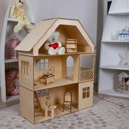 Деревянный Кукольный домик №5-2 для кукол 15-20 см