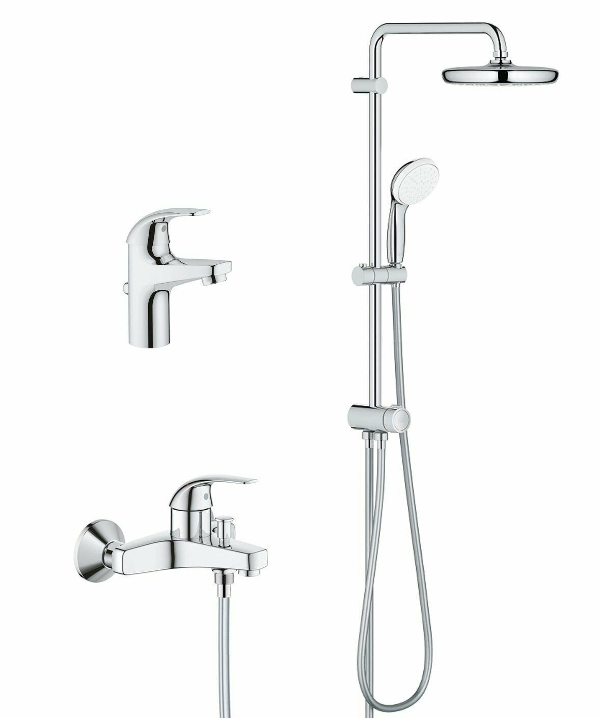 Комплект сантехники для ванной комнаты с тропическим душем 210 Grohe BauCurve Flex 60, хром