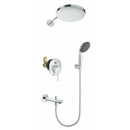 Душевая система с тропическим душем и изливом Grohe BauClassic Vitalio 250, хром излив для смесителя grohe bauclassic 13258000 хром