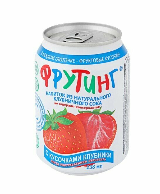 Напиток сокосодержащий Fruiting из сока клубники с кусочками клубники, 4 шт по 238 мл - фотография № 4