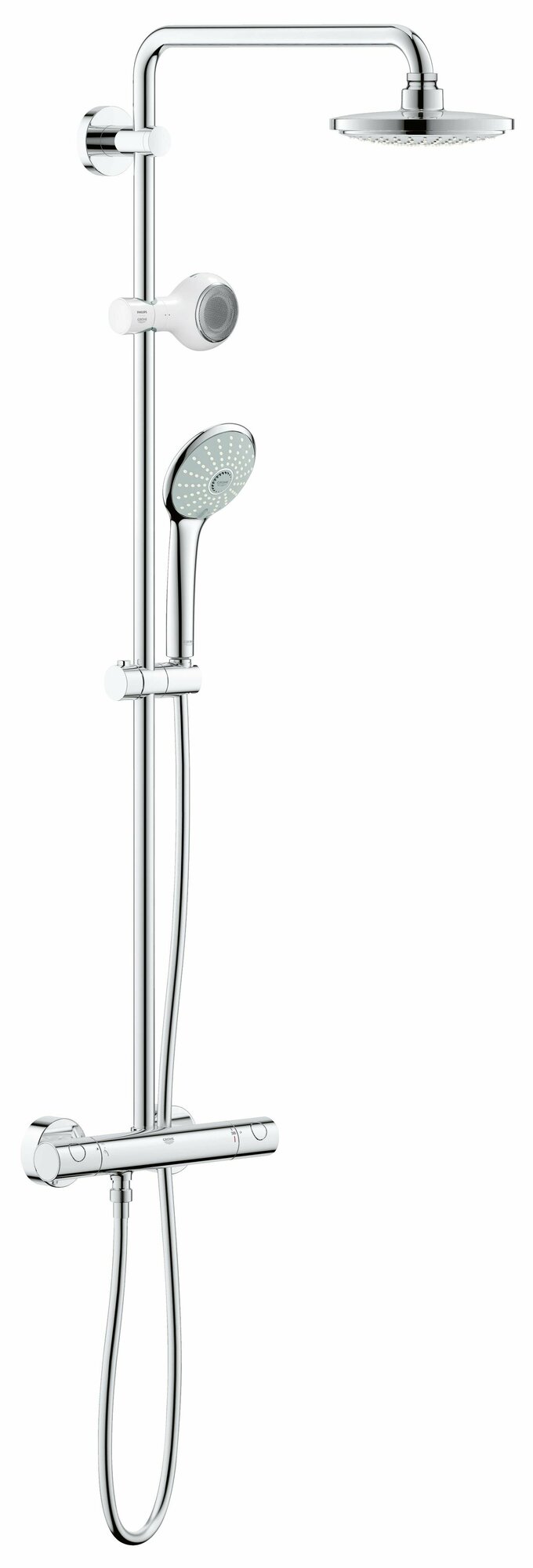 фото Душевая система с термостатом Grohe Euphoria System 180 с беспроводной колонкой для душа Grohe Aquatunes, верхним и ручным душем 26273000