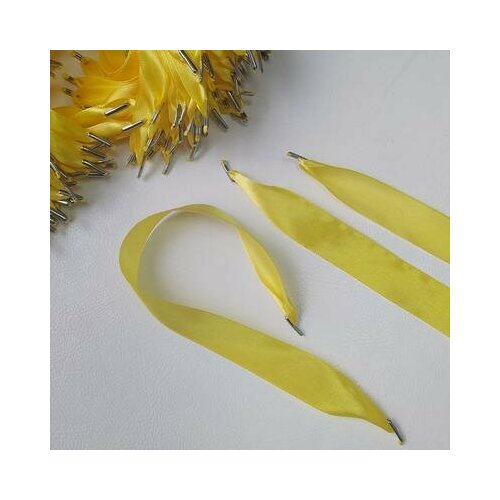 Ручка-лента атласная 25 мм длина 35 см желтая с металлическими наконечниками 100 шт 1343₽