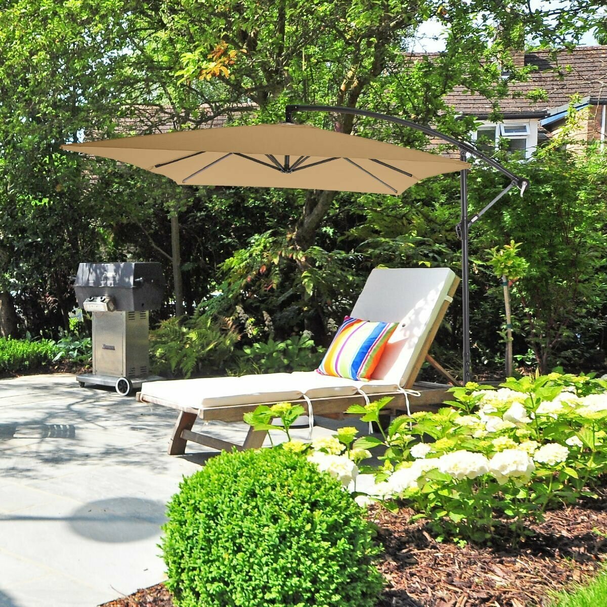 Садовый зонт большой Green Glade 6403 светло-коричневый для дачи, кемпинга, пикника и отдыха на природе, пляжный, складной, уличный зонтик с наклоном для защиты от солнца
