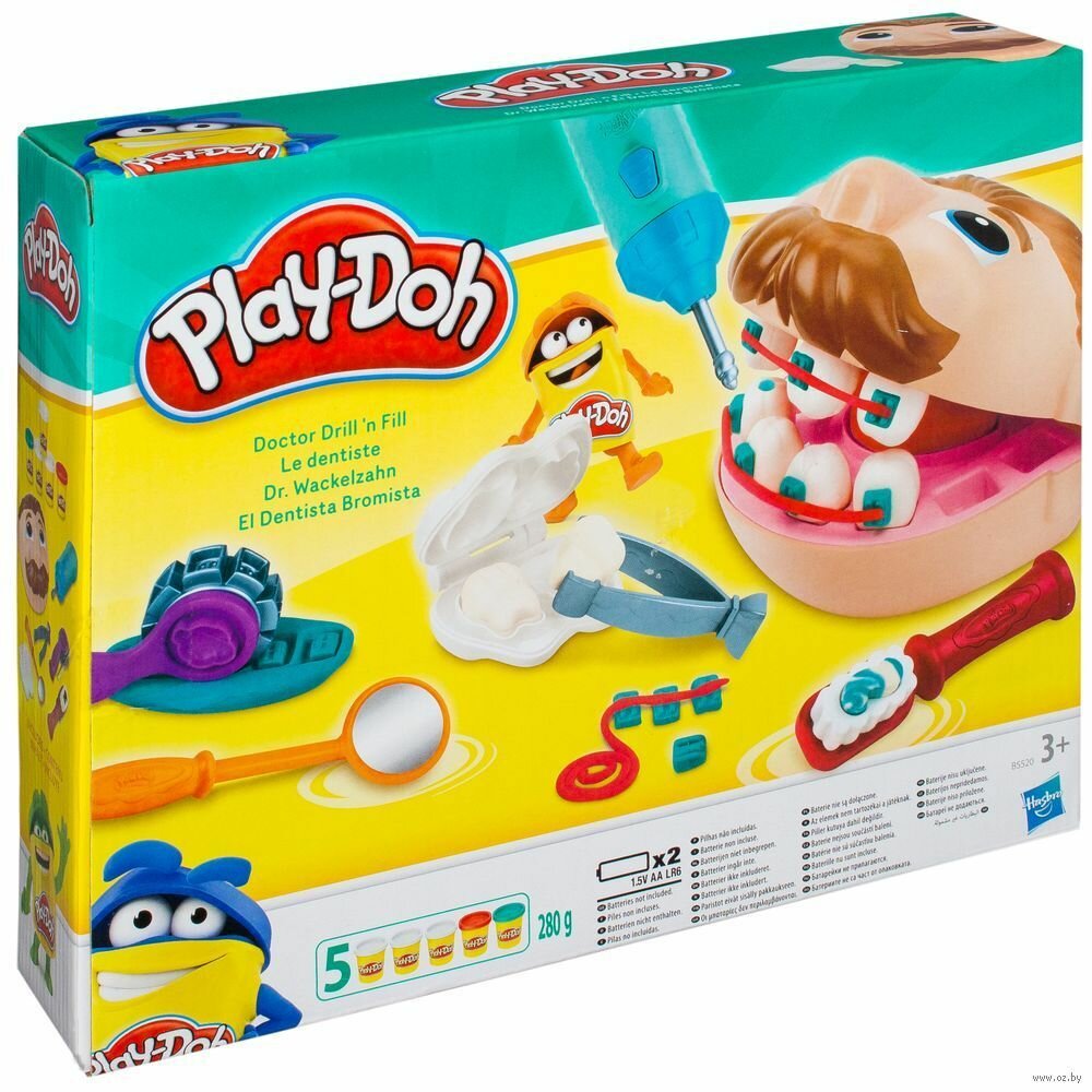 Игровой набор для лепки Play-doh " Мистер Зубастик/ Стоматолог" с пластилином.