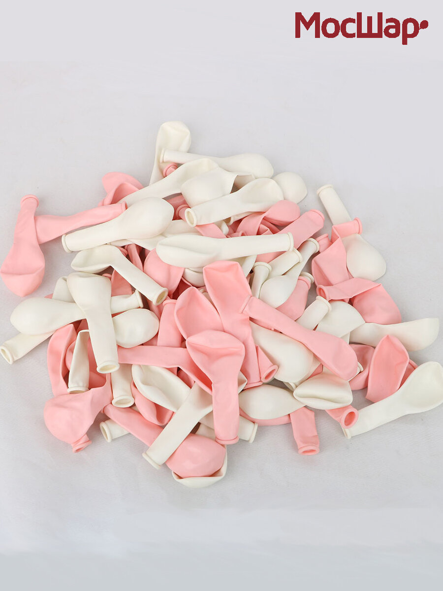 Набор мини-шаров МосШар для моделирования, 100 штук, 13см, бело-розовый