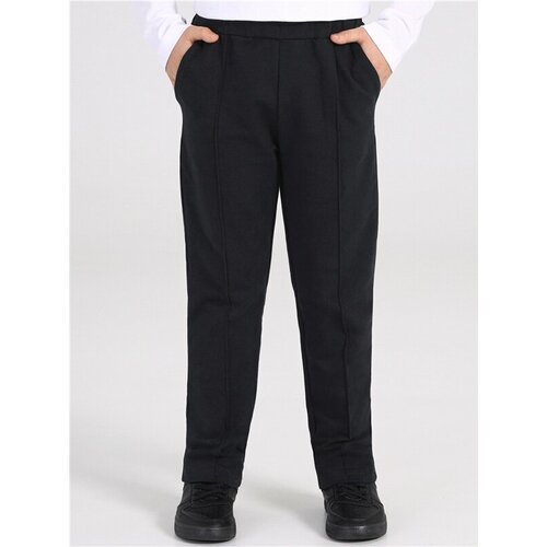 Школьные брюки чинос Апрель, пояс на резинке, карманы, размер 72-140, черный