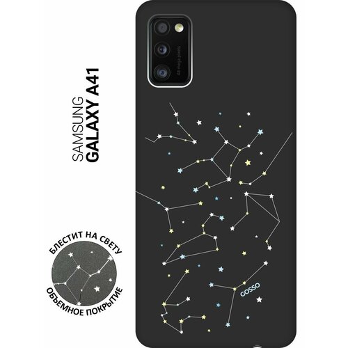 ультратонкая защитная накладка soft touch для samsung galaxy a40 с принтом constellations черная Ультратонкая защитная накладка Soft Touch для Samsung Galaxy A41 с принтом Constellations черная